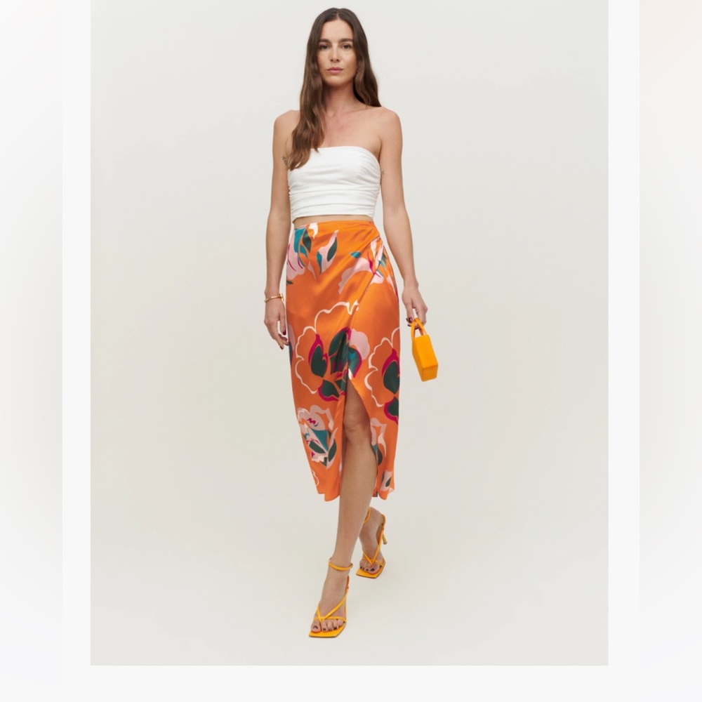 NWT Reformation Sabine Silk Skirt in Electra